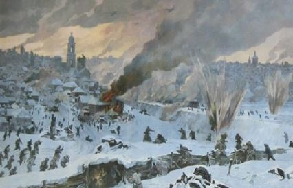 Фрагмент картины "Бой на Чижоском плацдарме"