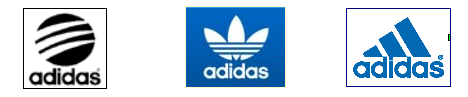 Рис.3. Различные композиции логотипа Adidas и лейблов торговой марки.