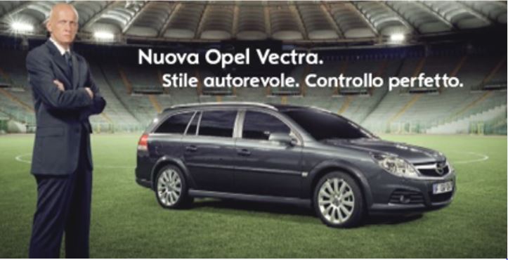 Известный футбольный арбитр Пьерлуиджи Коллина рекламирует автомобиль Опель Вектра