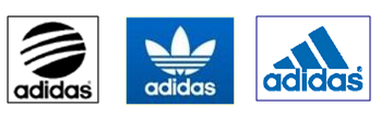 Рис.1. Различные композиции логотипа Adidas и лэйблов торговой марки.