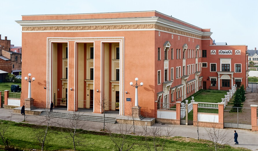 Клуб паровозоремонтного завода, переданный ТЮЗу. Фото восстановлено ИИ.